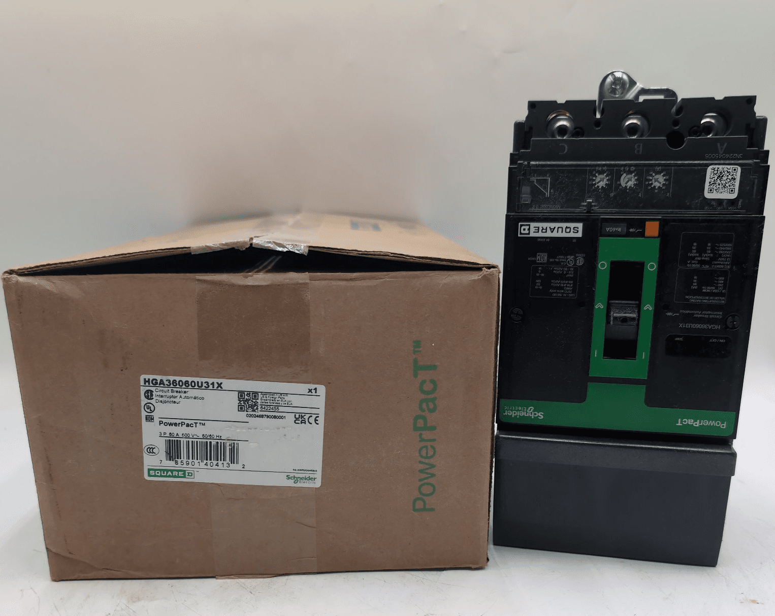 Square D HGA36060U31X Circuit Breaker 60A 600V 3 Pole