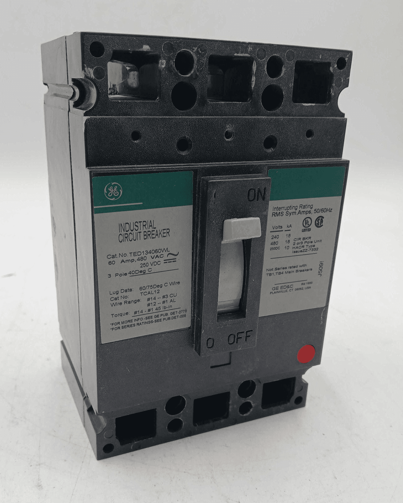 GE TED134060WL Circuit Breaker 60A 3P 480V – image 1