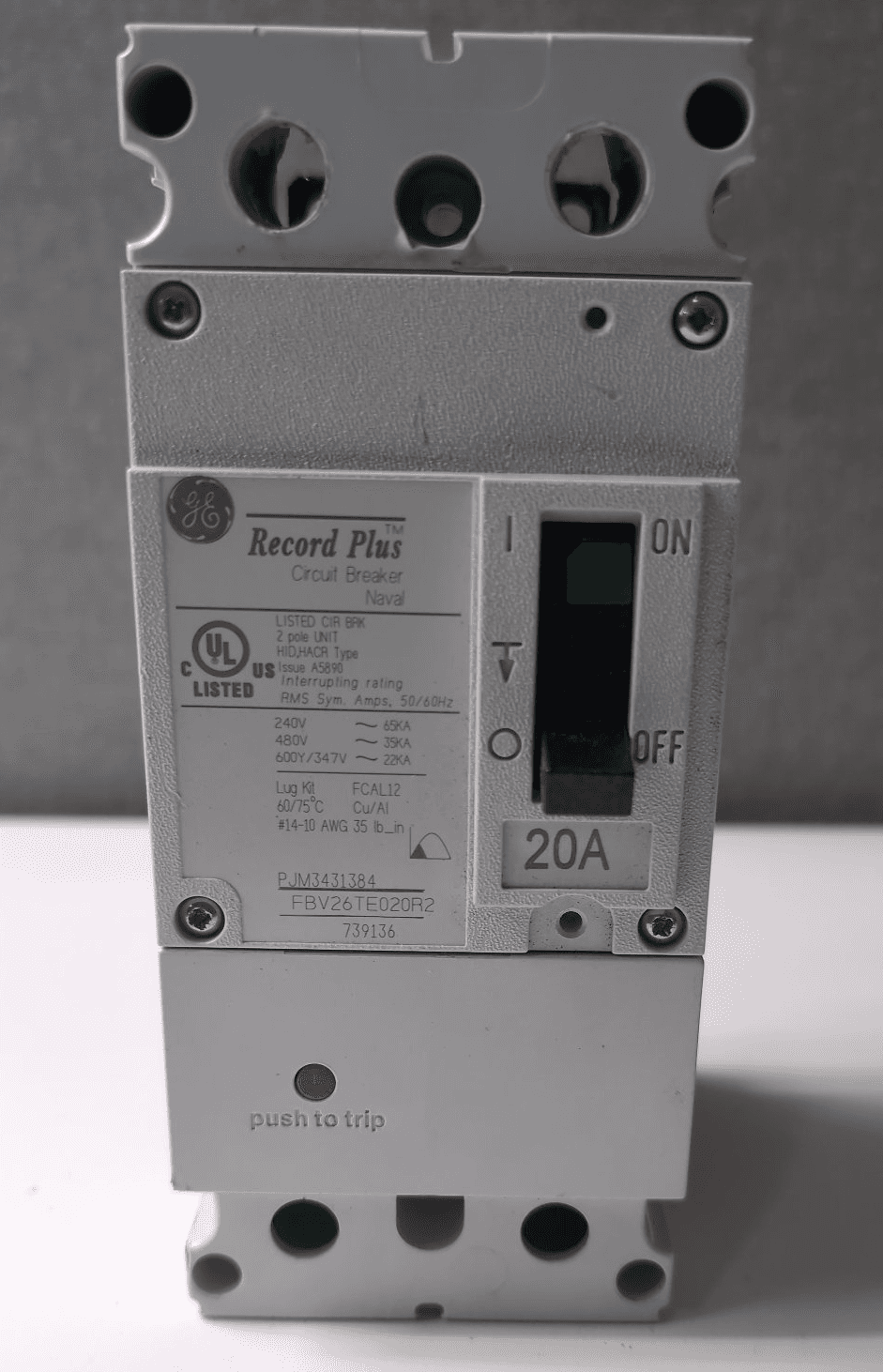 GE FBV26TE020R2 Circuit Breaker 20A 2P 240V – image 1