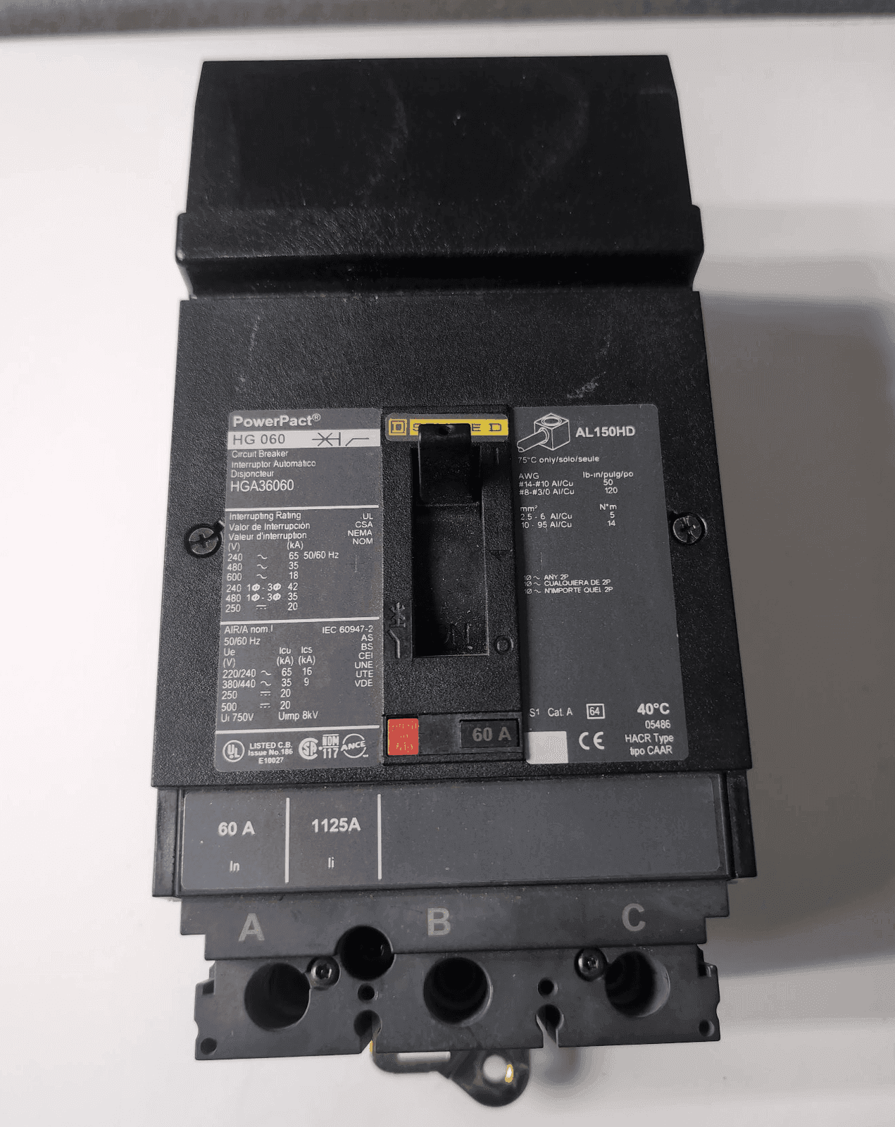 Square D HGA36060 Circuit Breaker — image 1 of 6