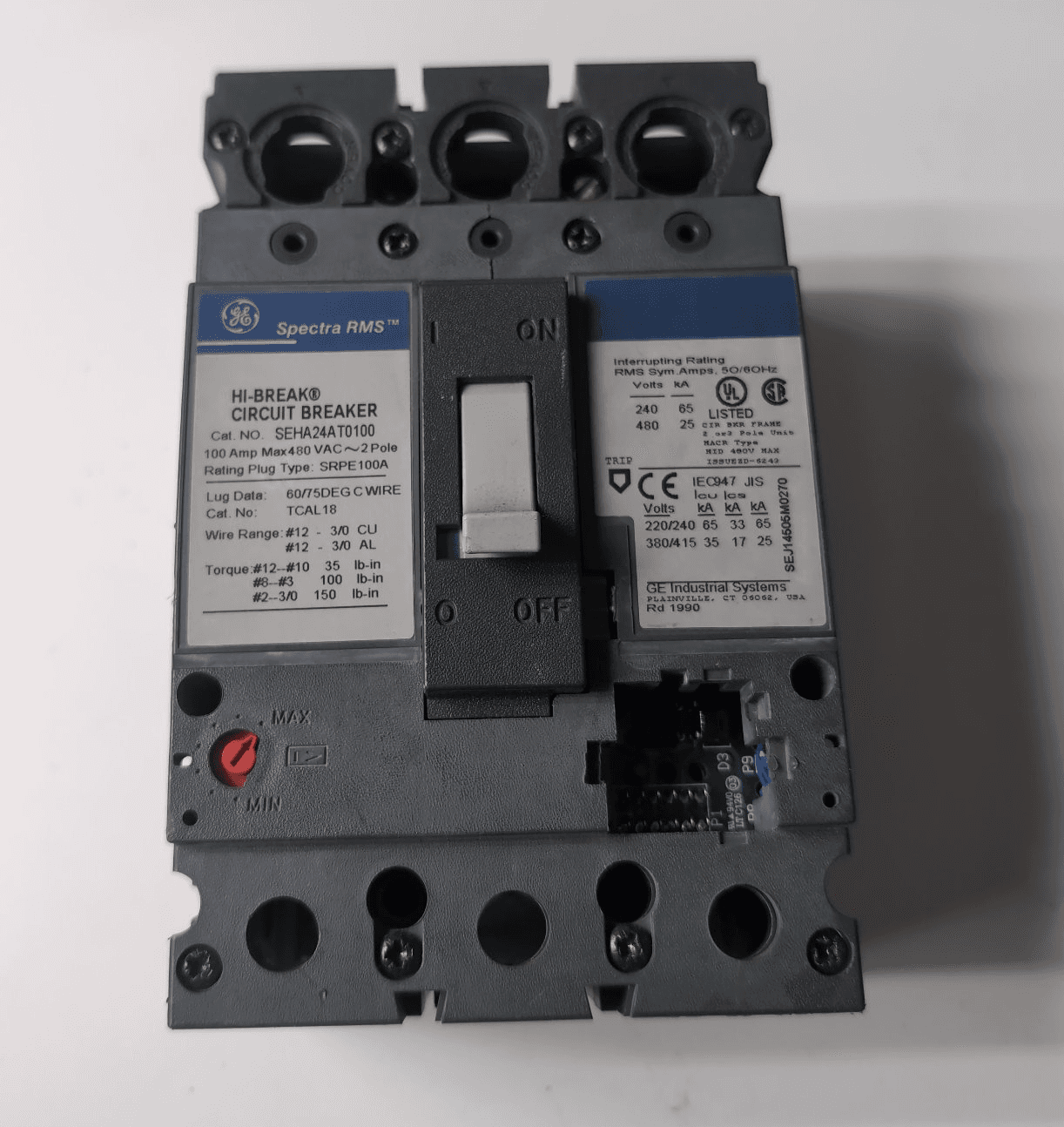 GE SEHA24AT0100 Circuit Breaker 100A 2P 480V – image 1