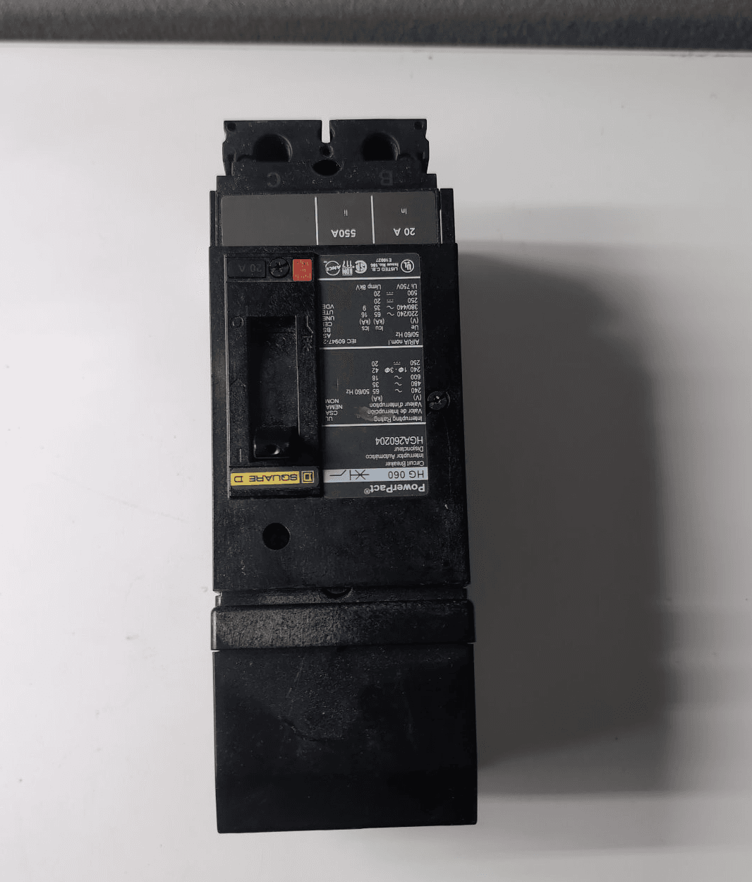 Square D HGA260204 Circuit Breaker 20A 600V 2 Pole – image 1