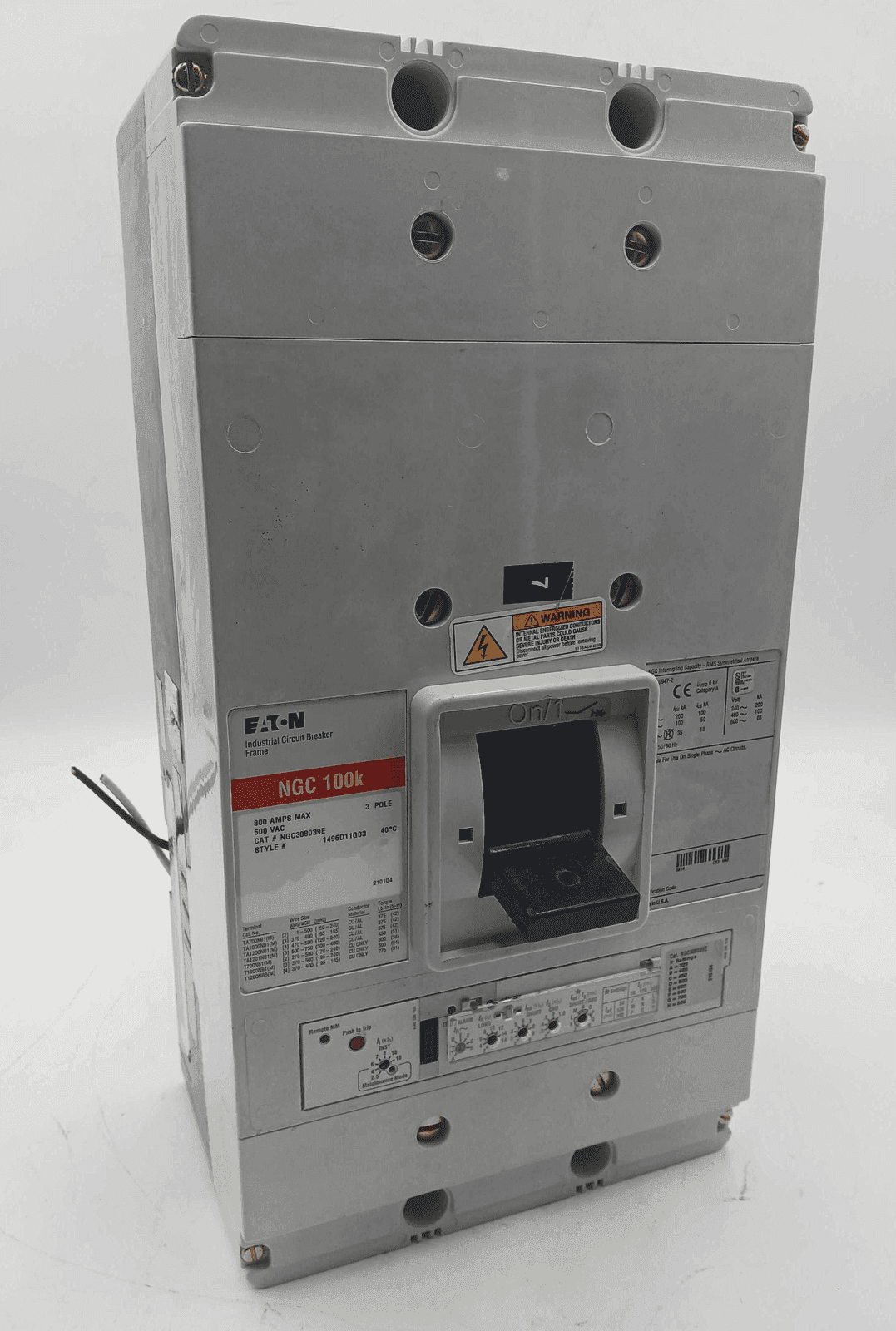 Eaton NGC308039E Circuit Breaker 800A 600V 3P NGC