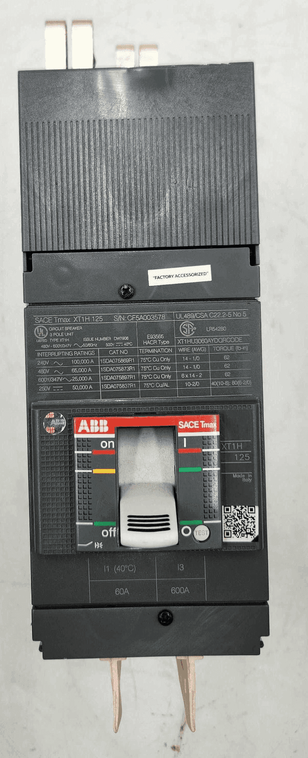 ABB SACE Tmax XT1H 125 Circuit Breaker 60A 3-Pole XT1HU3060AYD