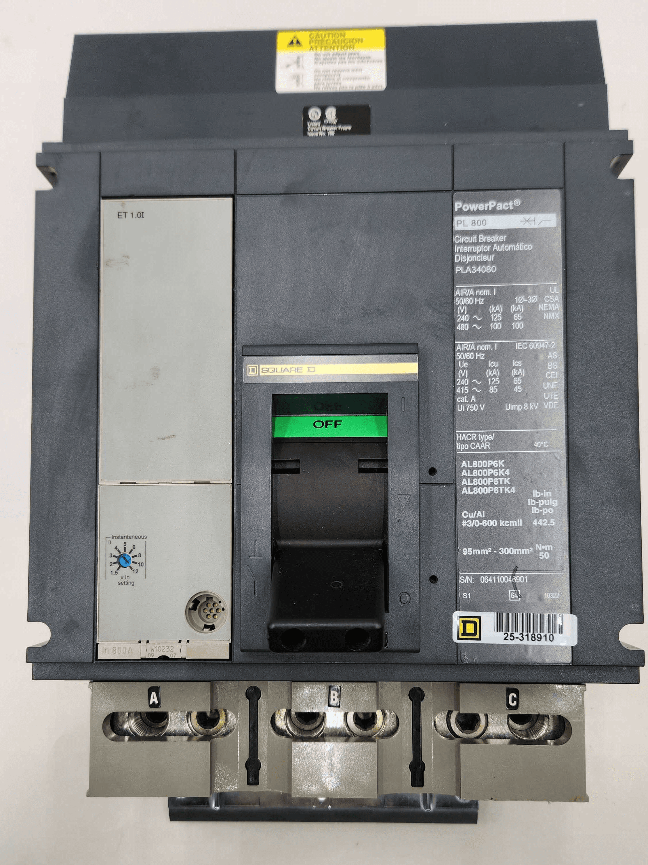 Square D PLA34080 Circuit Breaker 800A 480V 3 Pole