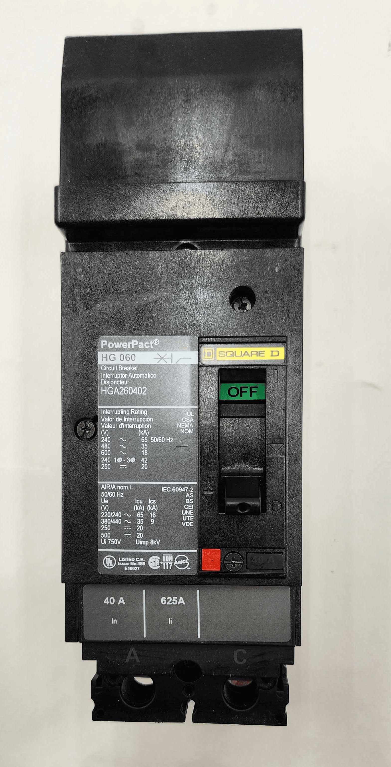 Square D HGA260402 Circuit Breaker 40A 600V 2 Pole – image 1
