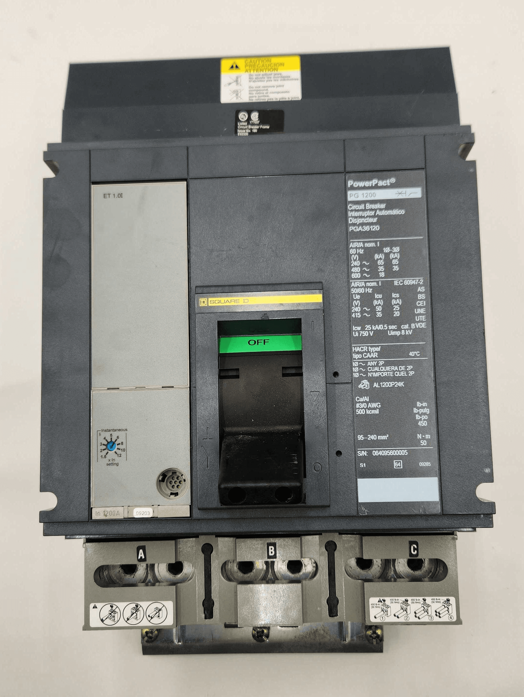 Square D PGA36120 Circuit Breaker 1200A 600V 3P