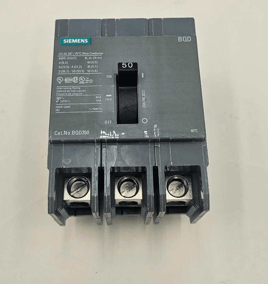 Siemens BQD350 Circuit Breaker 50A 480/277V 3 Pole