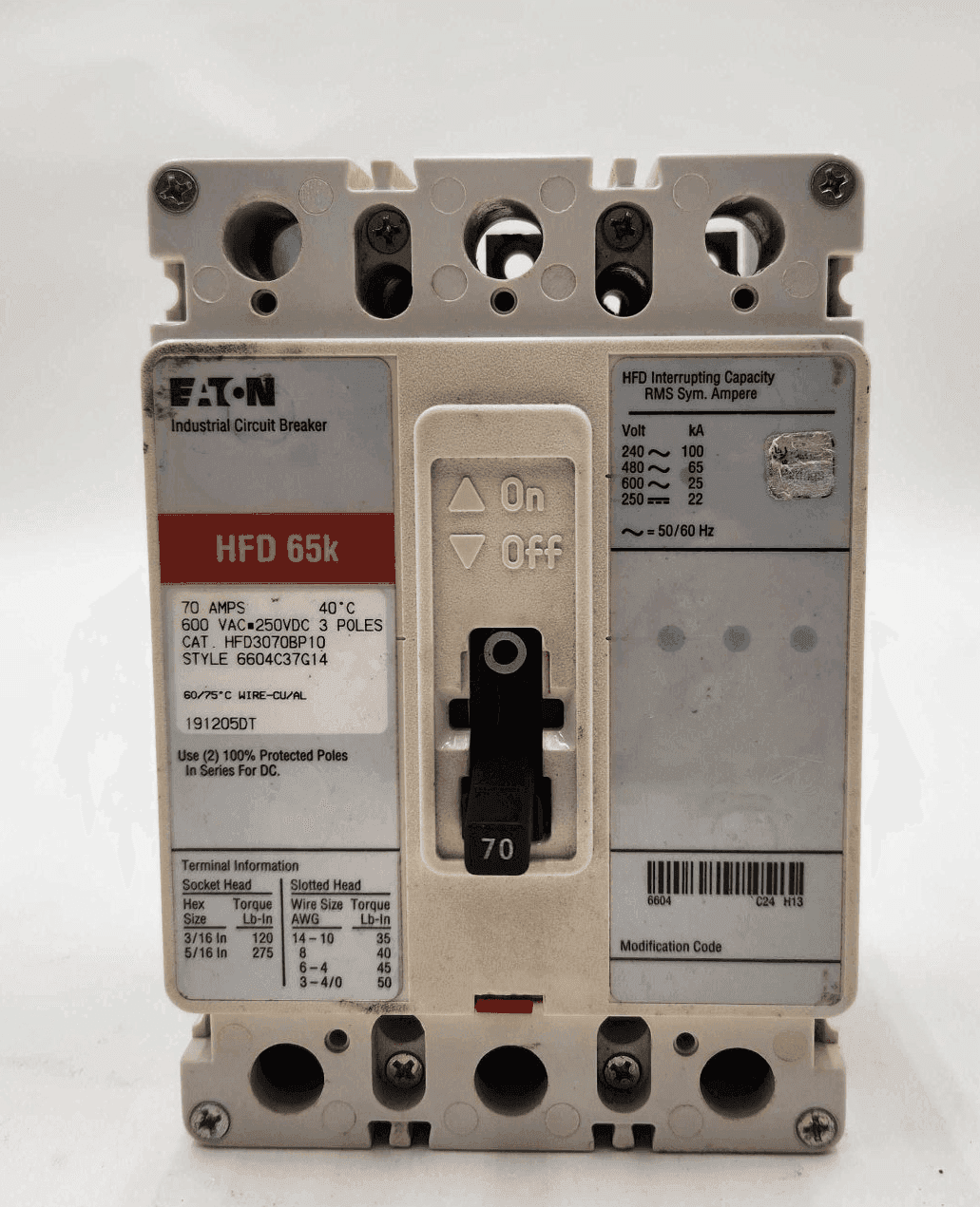 Eaton HFD3070BP10 Circuit Breaker — image 1 of 7