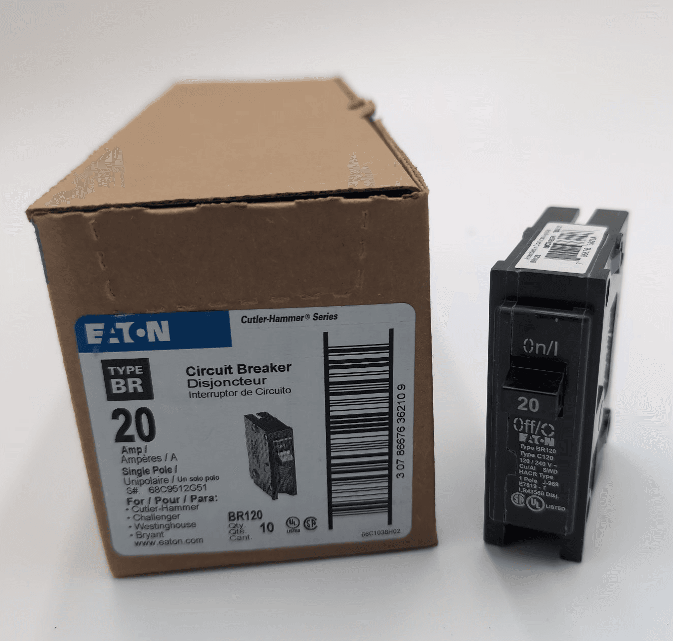 Eaton BR120 Circuit Breaker 20A 1P 120V – image 1
