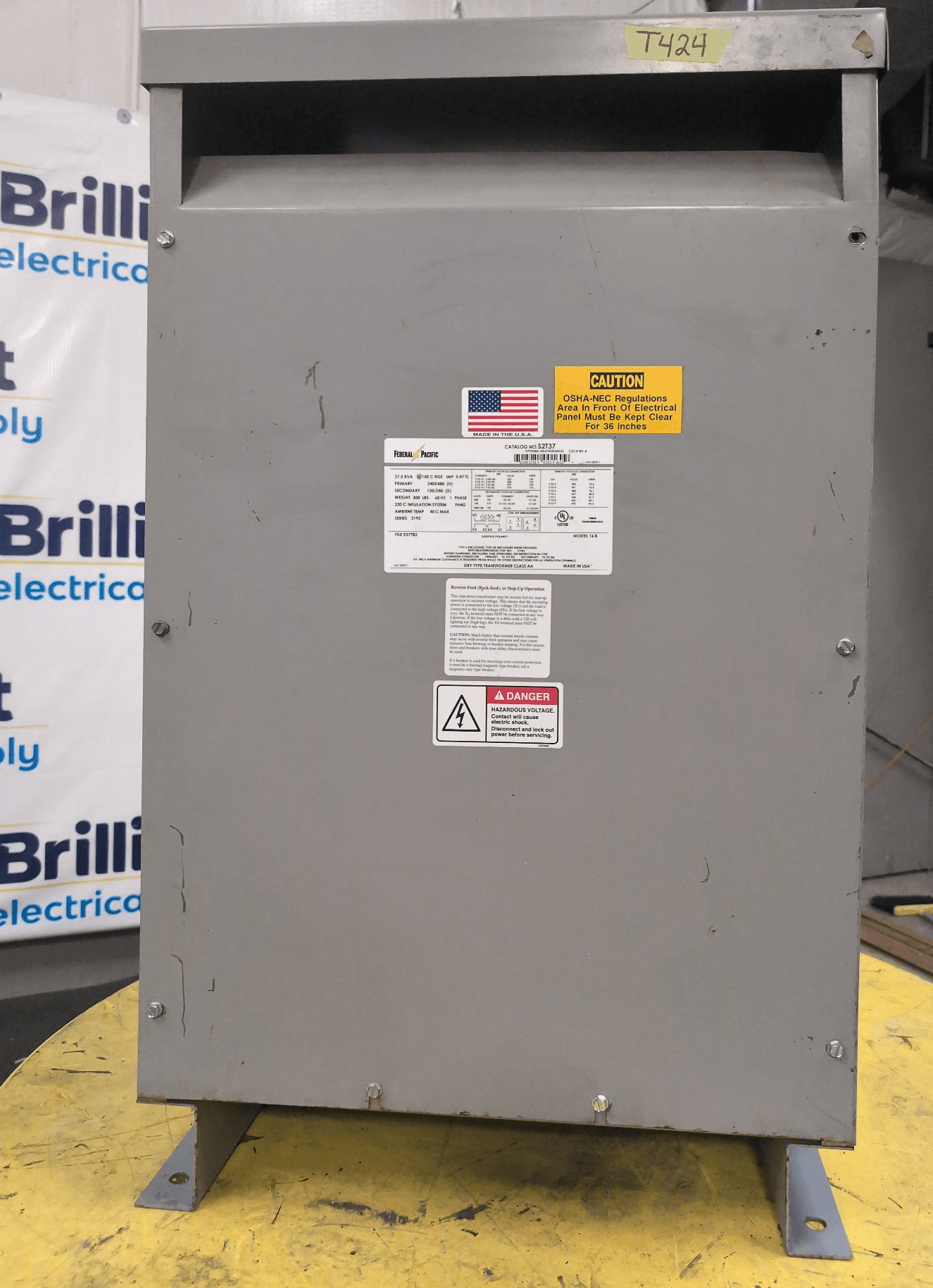 Federal Pacific S2T37 37.5kVA Dry Type Transformer 240/480V 120/240V NEMA 1 – image 1