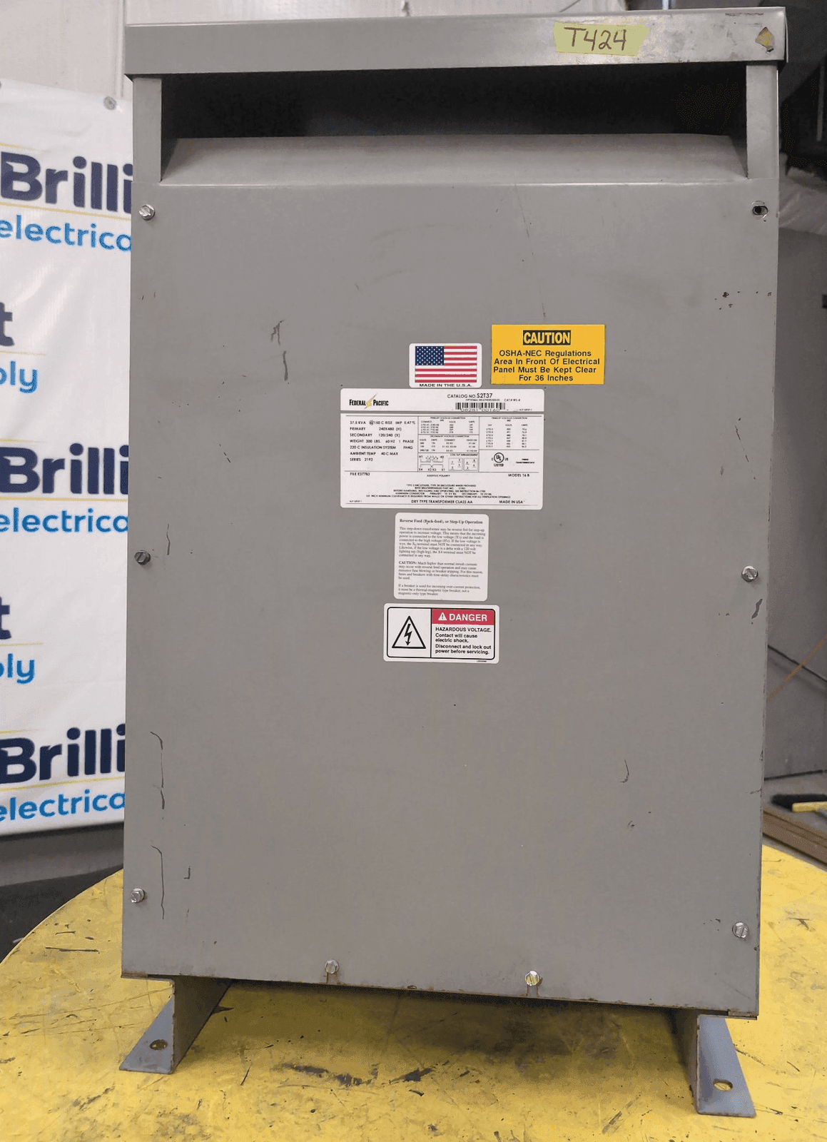 Federal Pacific S2T37 37.5kVA Dry Type Transformer 240/480V 120/240V NEMA 1