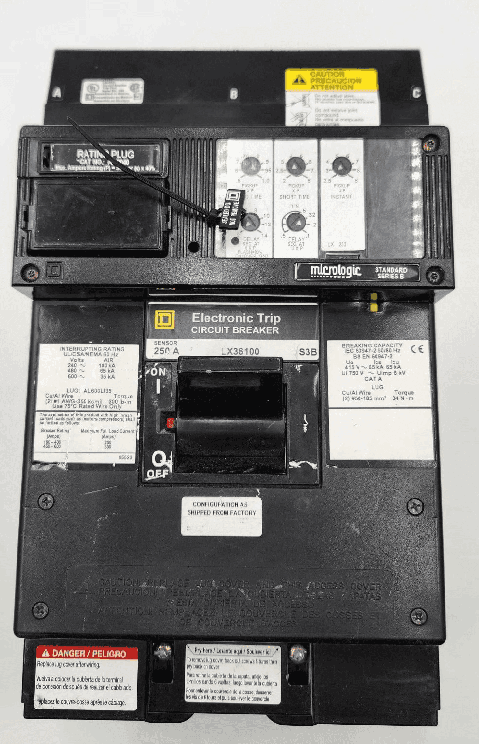 Square D LX36100 Circuit Breaker 250A 600V 3P I-Line