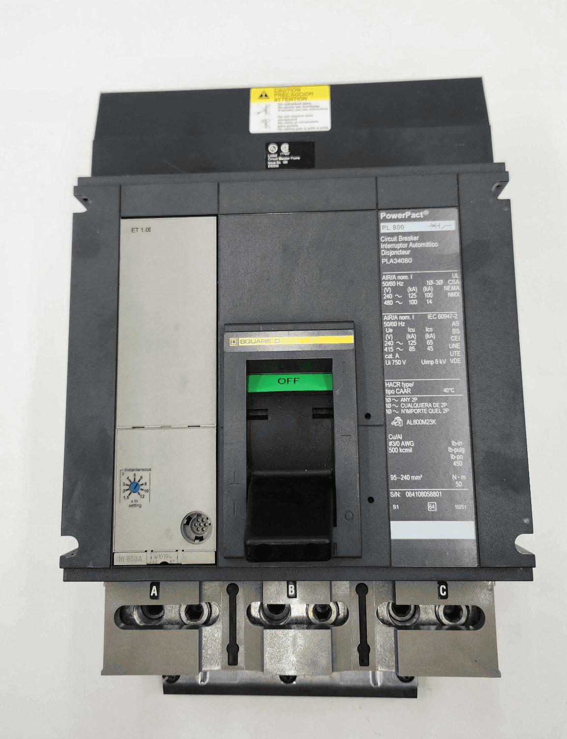 Square D PLA34080 Circuit Breaker 800A 480V 3P I-Line