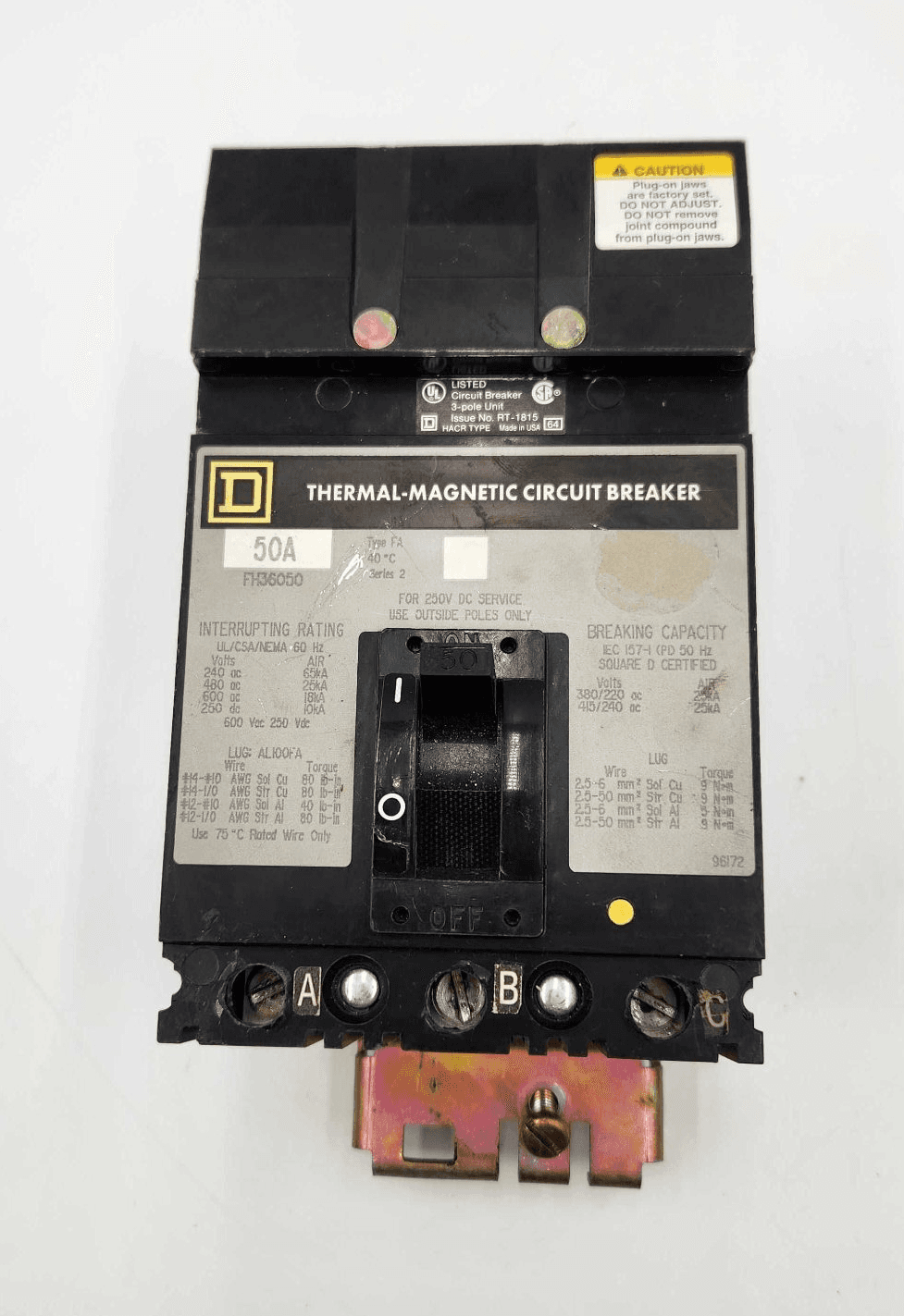 Square D FH36050 Circuit Breaker 50A 600V 3P I-Line