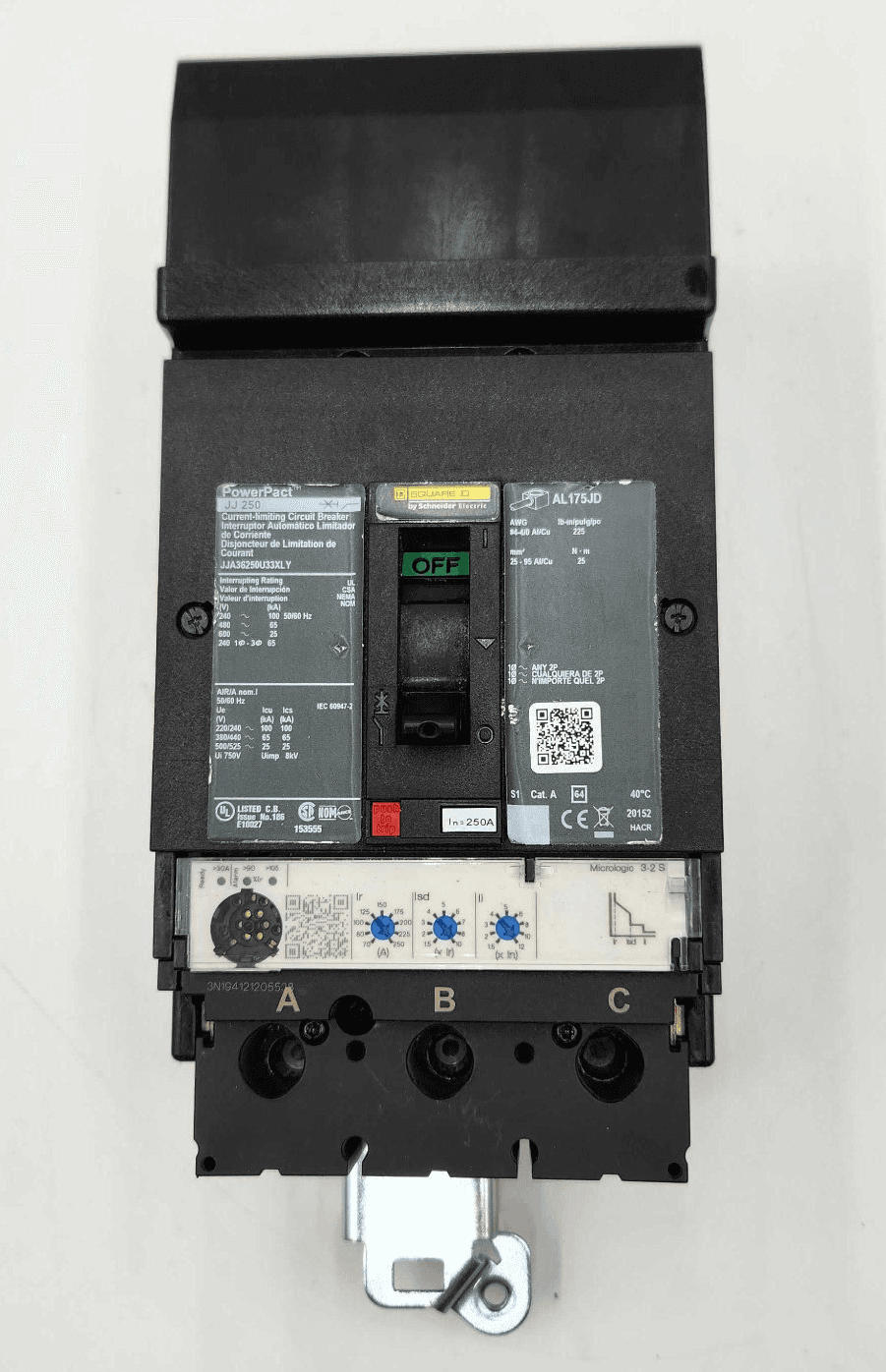 Square D JJA36250U33XLY Circuit Breaker 250A 600V 3P