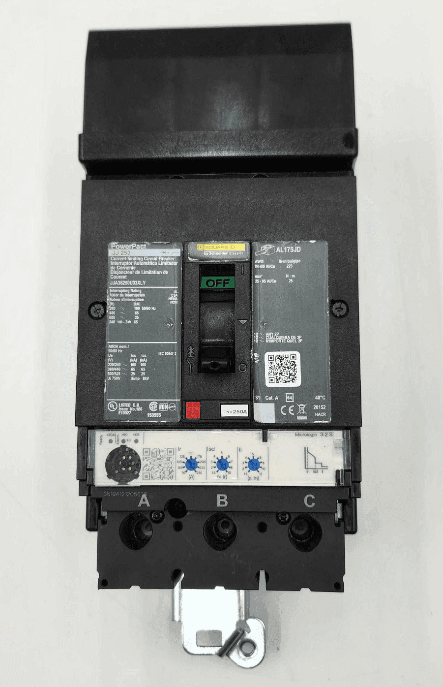 Square D JJA36250U33XLY Circuit Breaker 250A 600V 3P