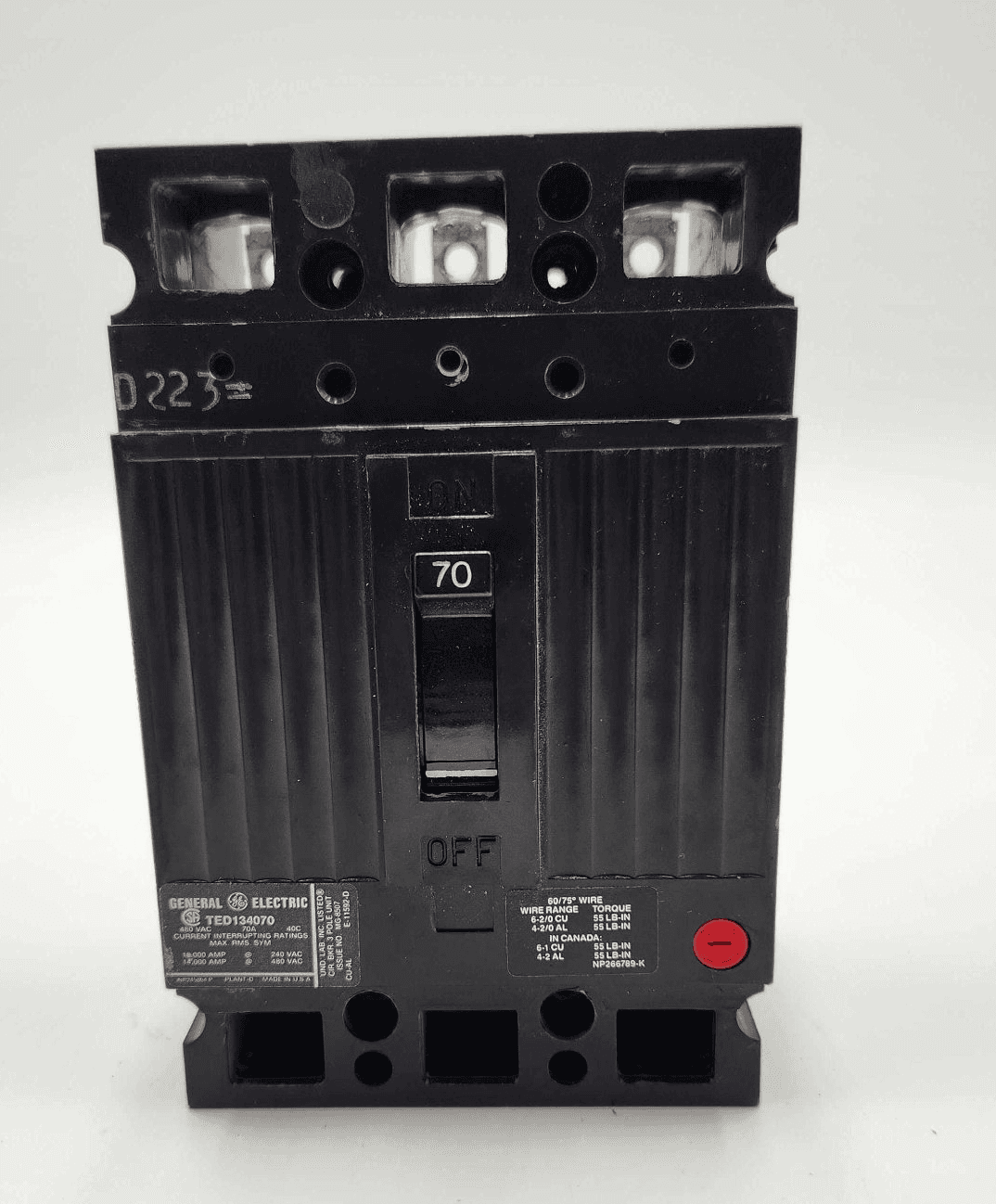 GE TED134070 Circuit Breaker 70A 600V 3P I-Line