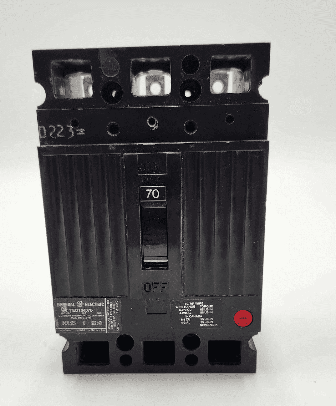 GE TED134070 Circuit Breaker 70A 600V 3P I-Line