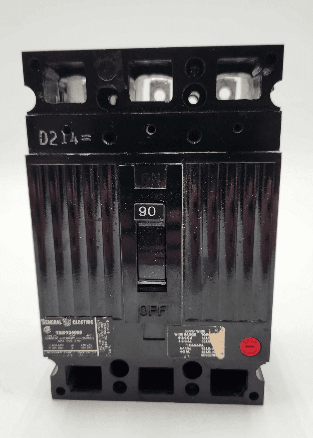 GE TED134090 Circuit Breaker 90A 480V 3P