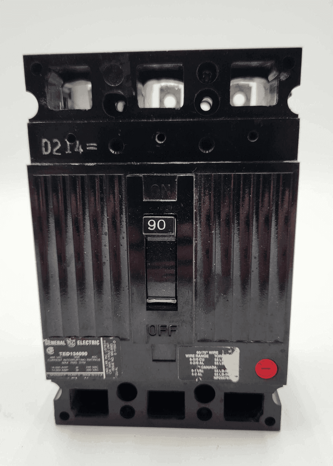 GE TED134090 Circuit Breaker 90A 480V 3P