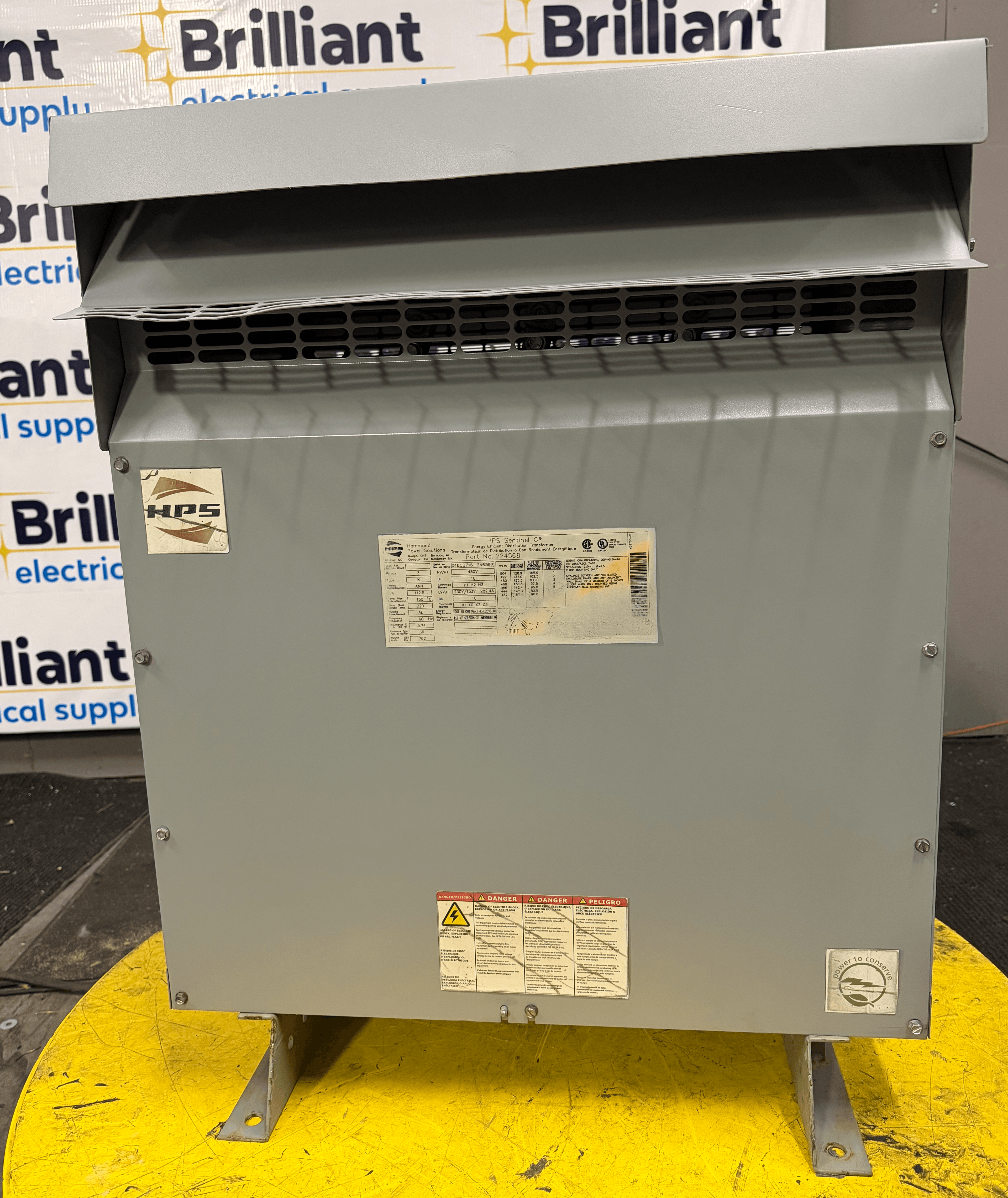 Hammond 224568 112.5 kVA Dry Type Transformer 480V 230Y NEMA 3R