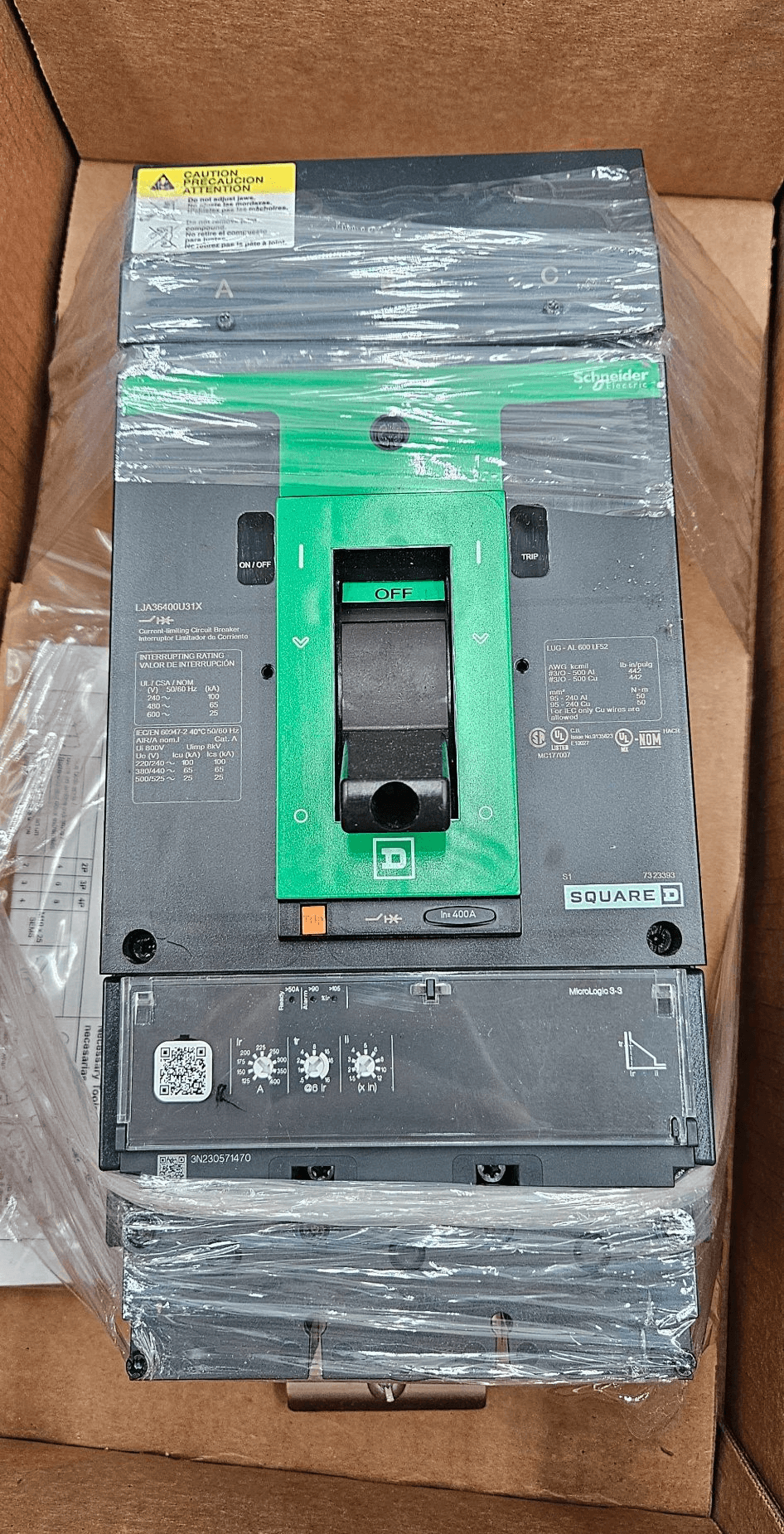 Square D LJA36400U31X I-Line Circuit Breaker 400A 600V 3P
