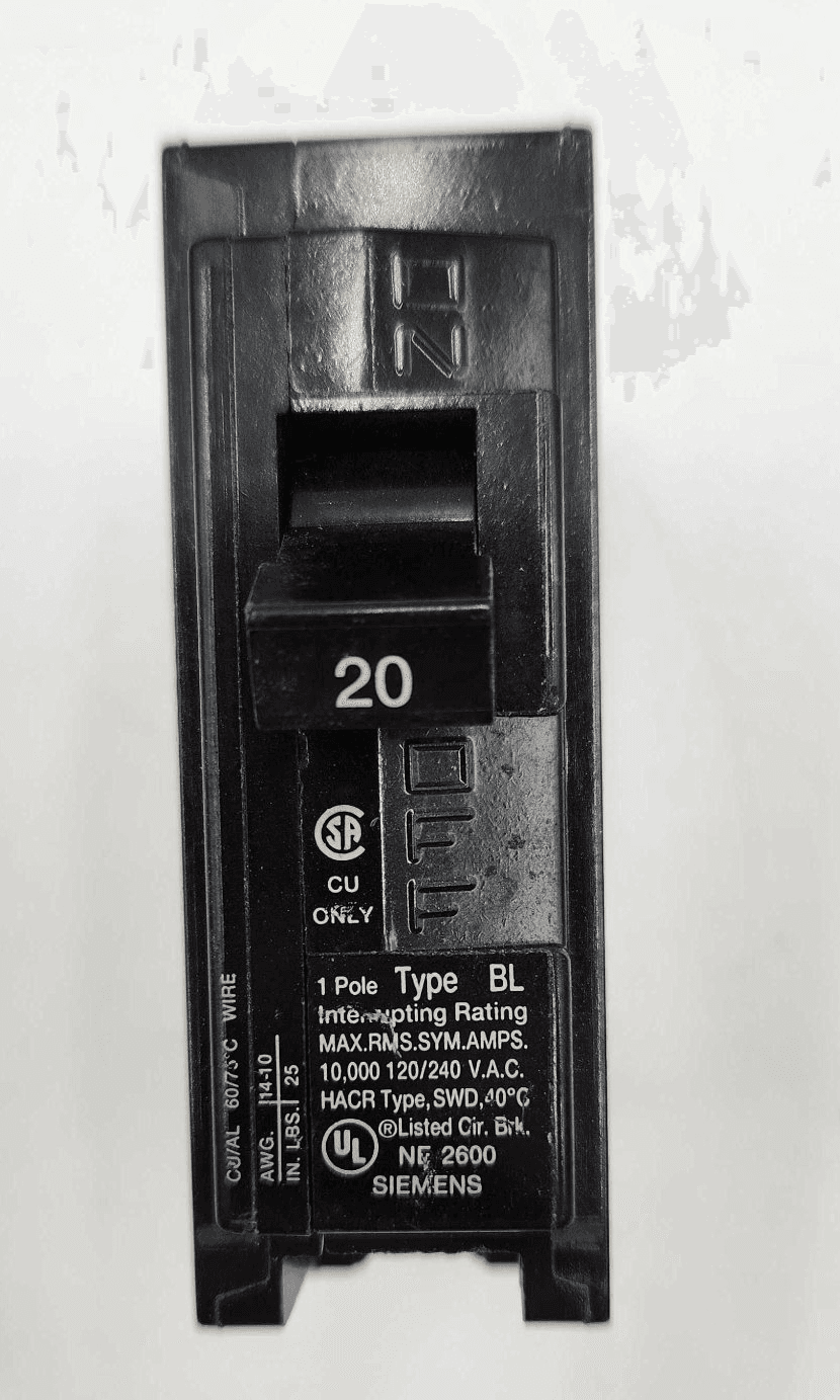 Siemens B120 Circuit Breaker 20A 240V 1 Pole
