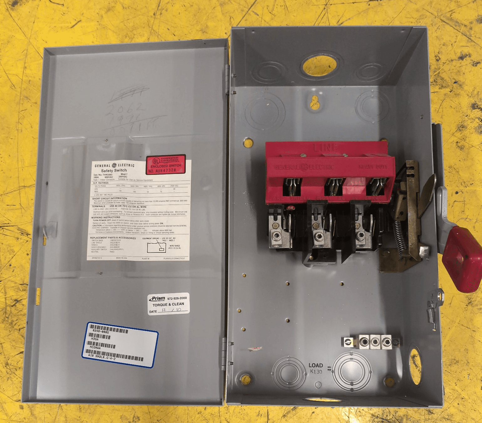 GE THN3363 Safety Switch 100A 600V 3P NEMA 1 Indoor