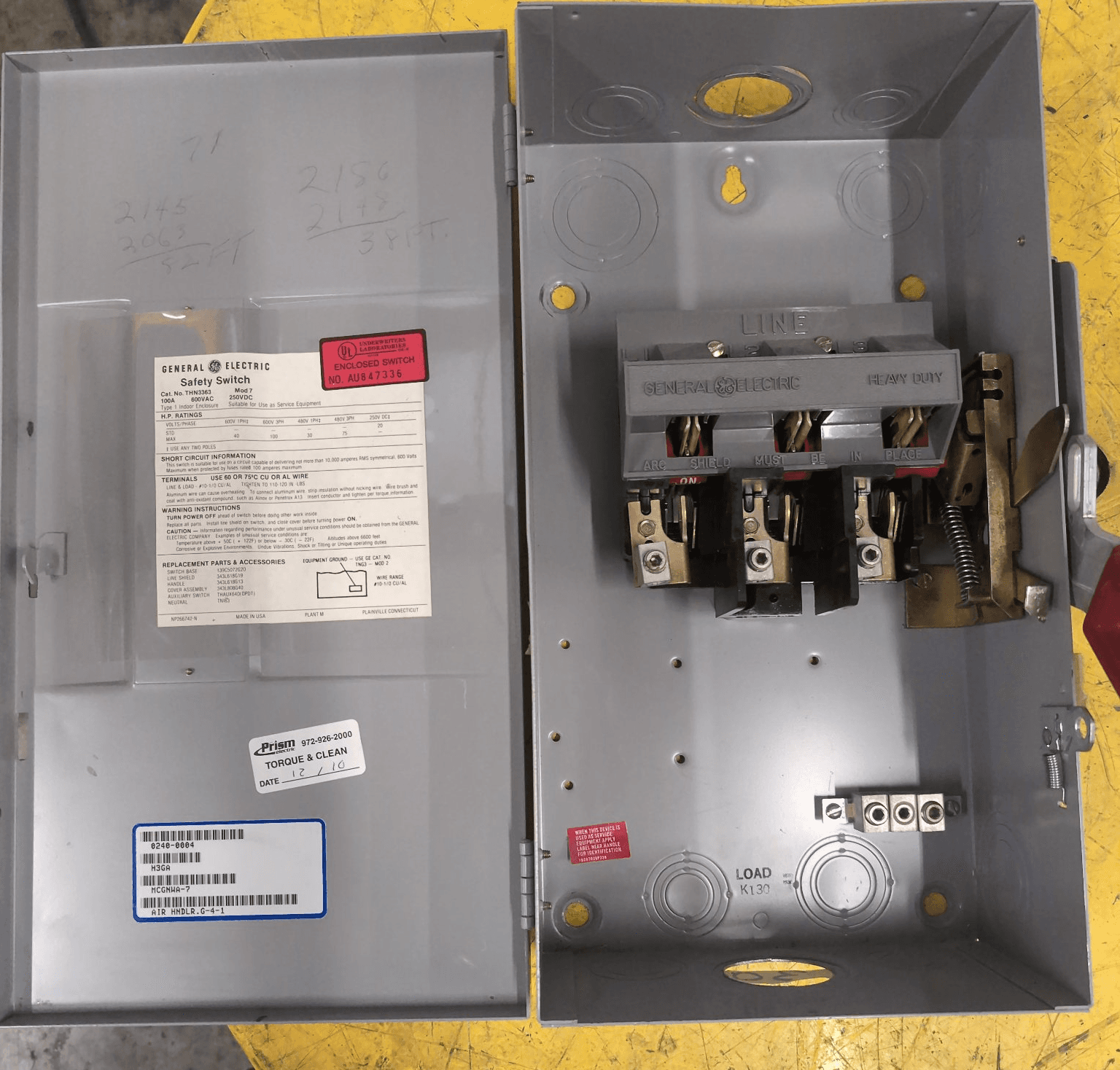 GE THN3363 Safety Switch 100A 600V 3P NEMA 1 Indoor