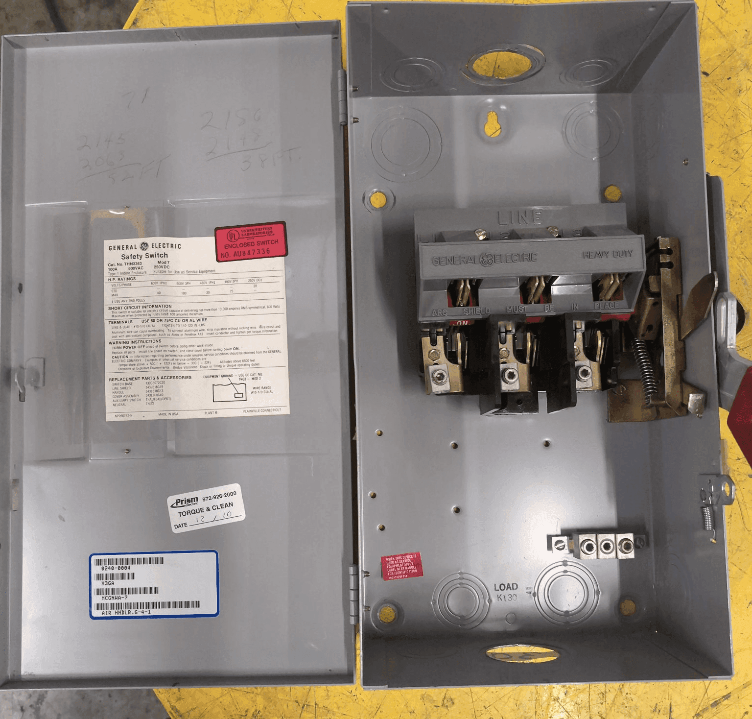 GE THN3363 Safety Switch 100A 600V 3P NEMA 1 Indoor