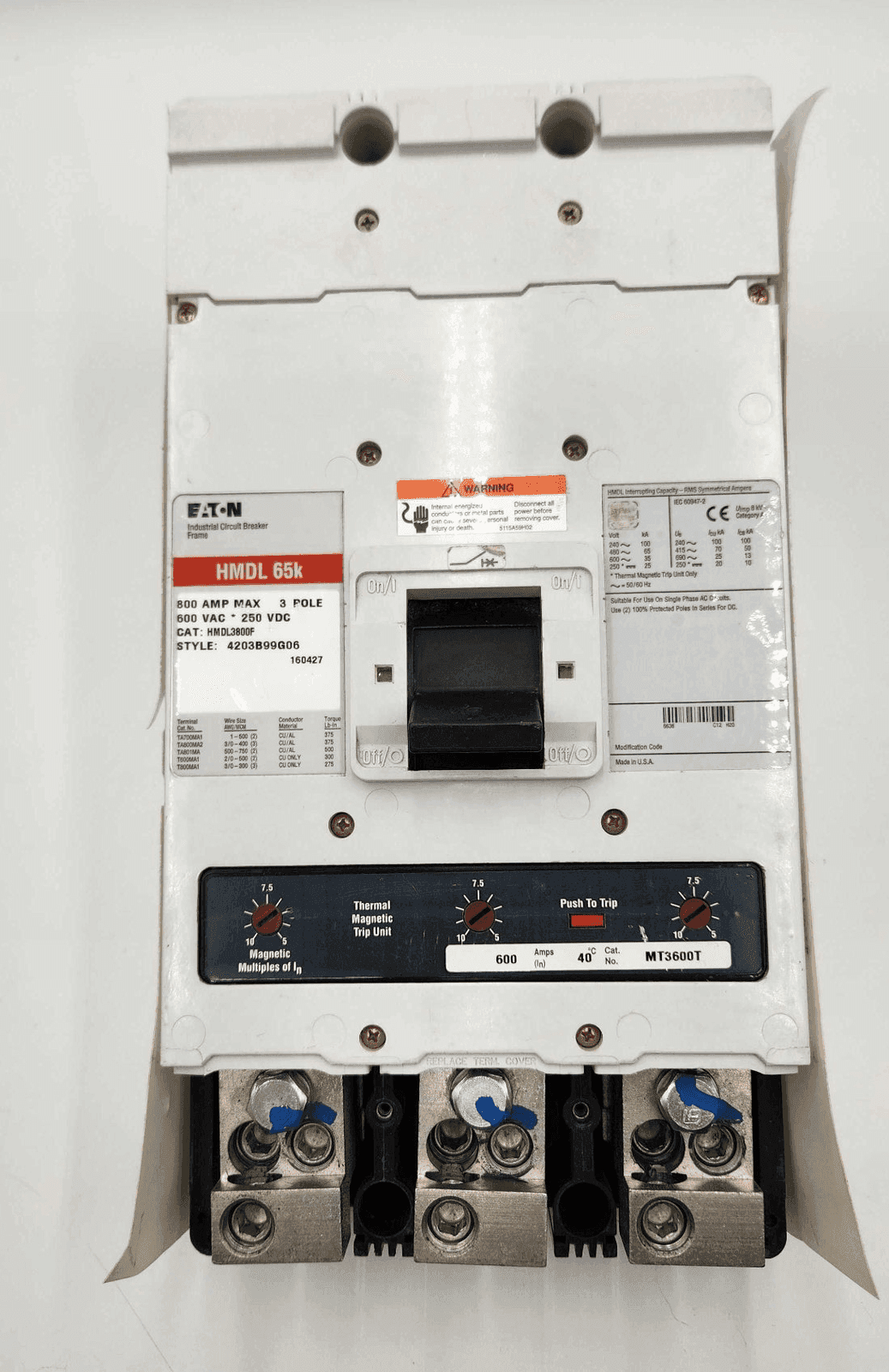 Eaton HMDL3800 Circuit Breaker — image 1 of 8