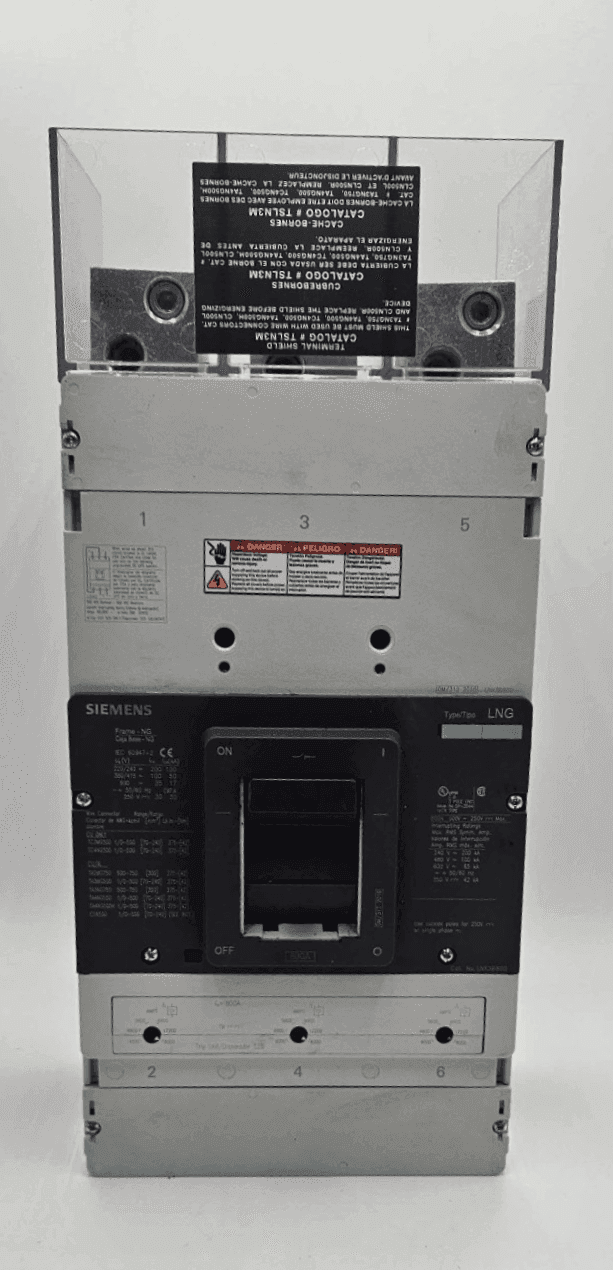 Siemens LNX3B800 800 Amp 3 Pole Breaker 600V Type LNG w/ Lugs & Shield