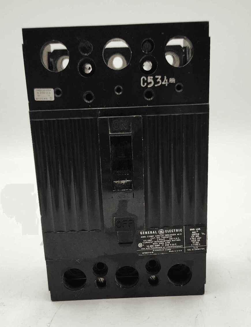 GE TQD32125 Circuit Breaker 125A 240V 3 Pole