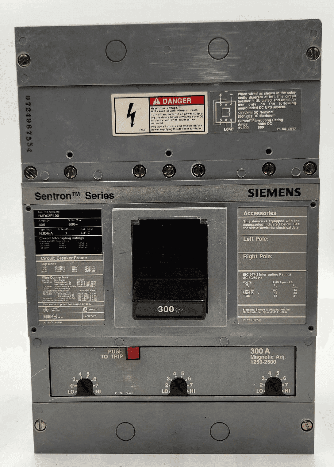 Siemens HJD63F400 Circuit Breaker — image 1 of 8