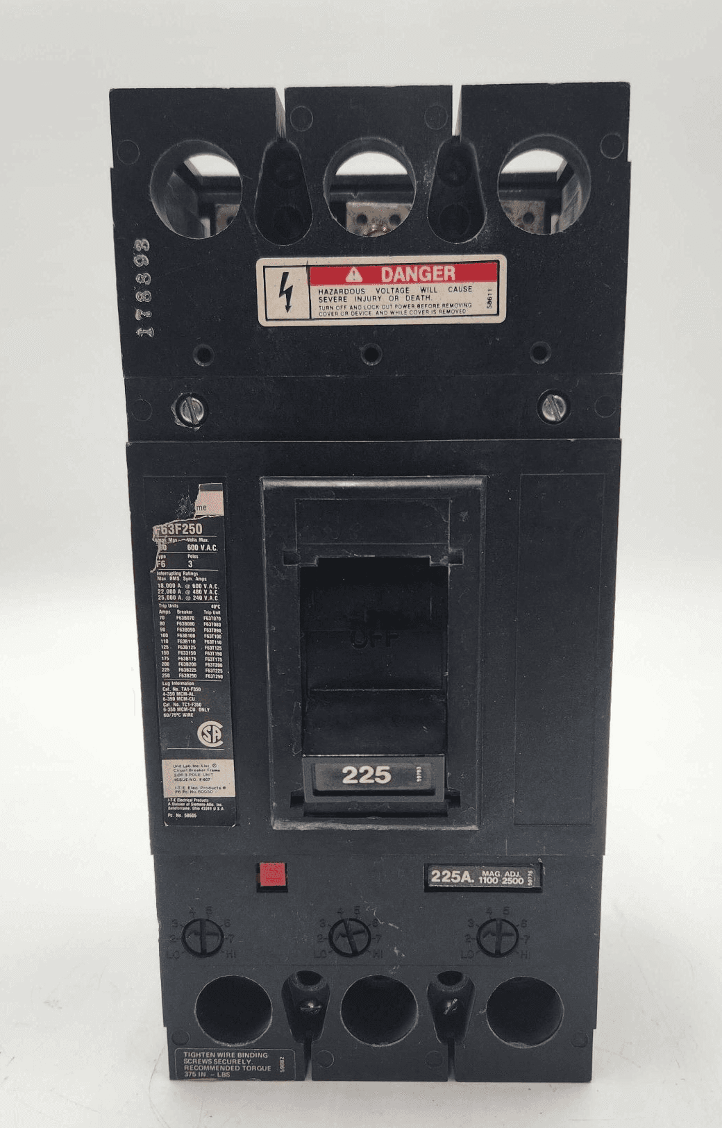 Siemens F63F250 Circuit Breaker — image 1 of 7