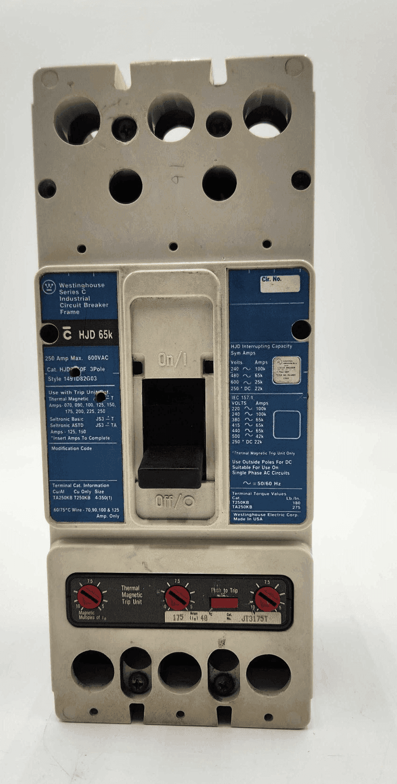 Westinghouse HJD3175 Circuit Breaker — image 1 of 8