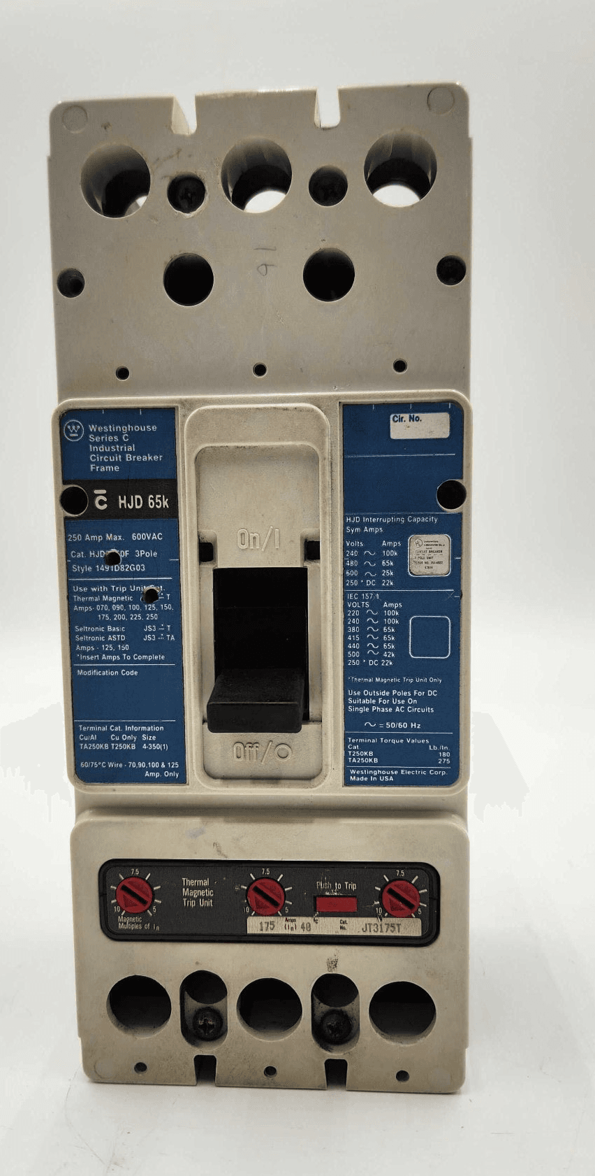 Westinghouse HJD3175 Circuit Breaker — image 1 of 8