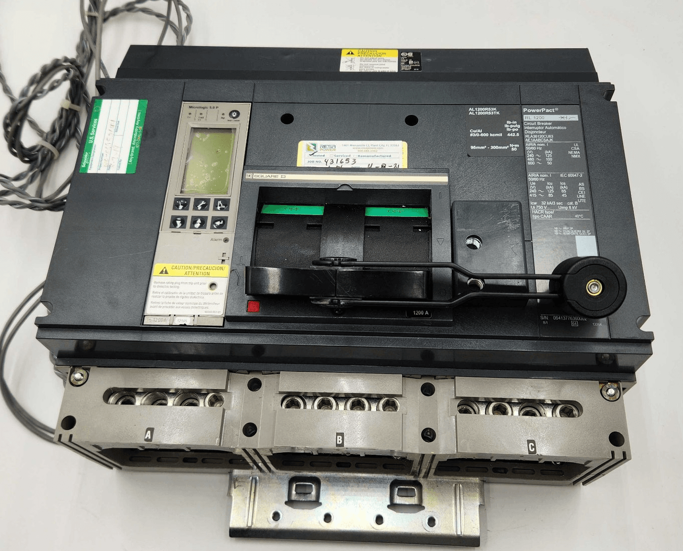 Square D RLA36120CU63AE1AABCSAJK Circuit Breaker 1200A 600V 3P – image 1