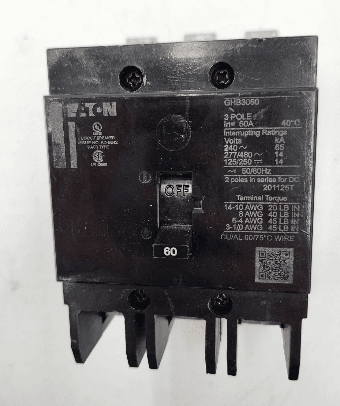Eaton GHB3060 Circuit Breaker 60A 240V 3P