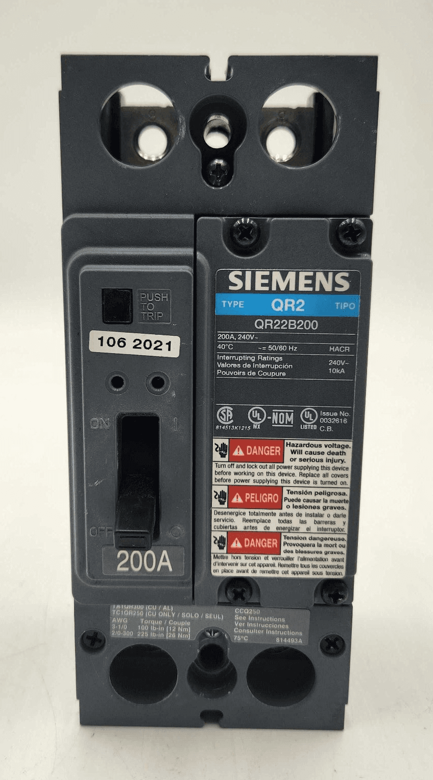 Siemens QR22B200 Circuit Breaker — image 1 of 7