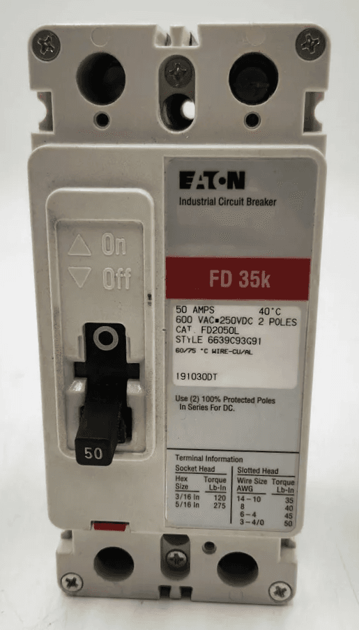 Eaton FD2050L Circuit Breaker 50A 600V 2 Pole