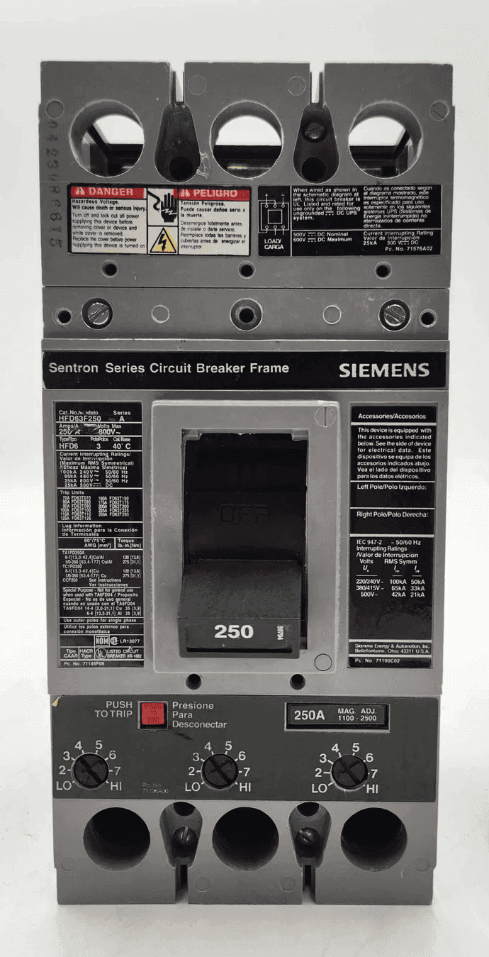 Siemens HFD63F250 Circuit Breaker — image 1 of 8