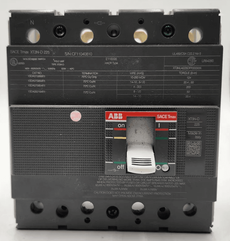 ABB XT3NU4225DFF000XXX I-Line Circuit Breaker 225A 600V 3P