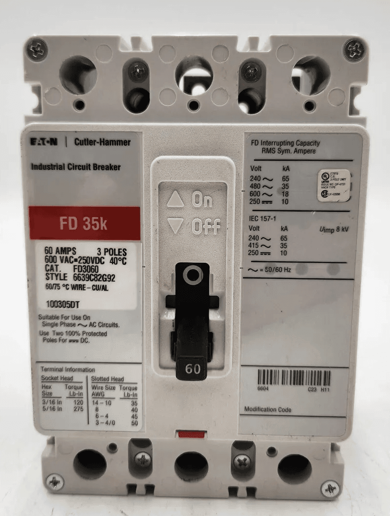 Eaton FD3060 Circuit Breaker 60A 600V 3P I-Line