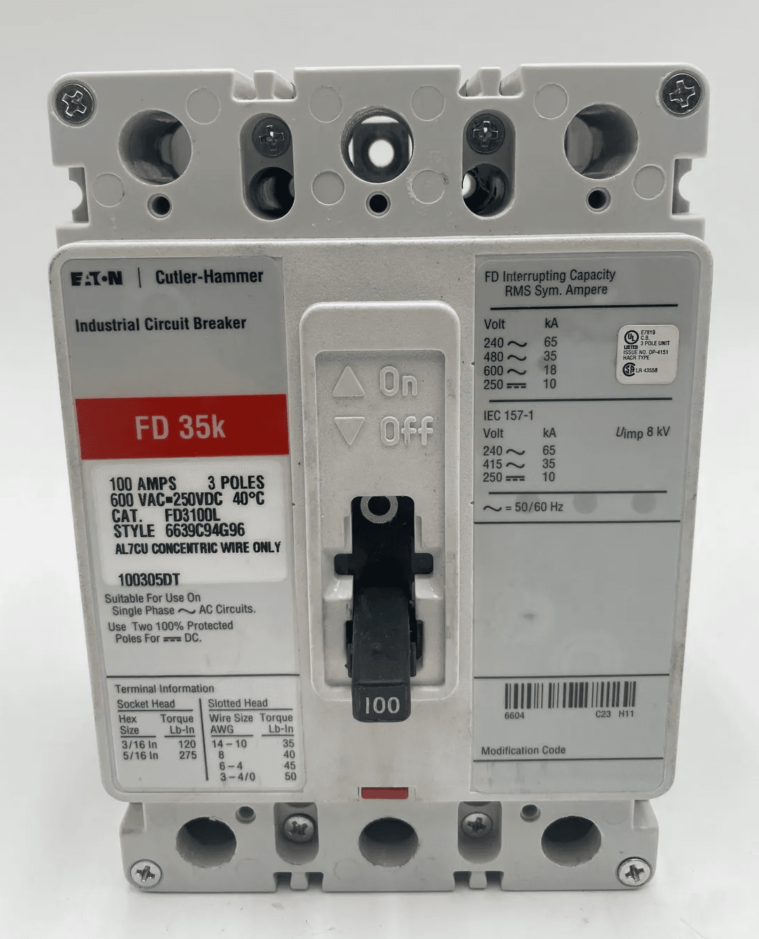 Eaton FD3100L Circuit Breaker — image 1 of 7