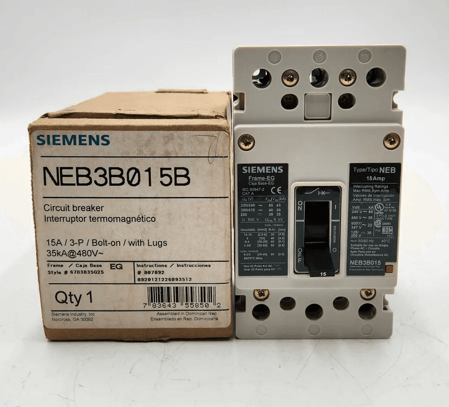 Siemens NEB3B015B Circuit Breaker 15A 3P 600V NEW