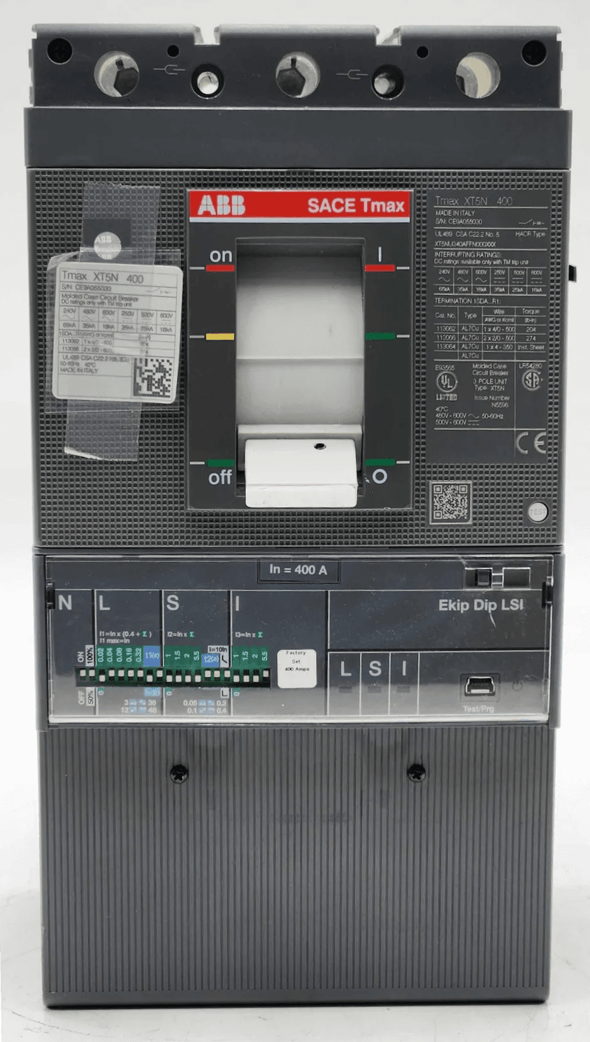 ABB XT5N 400 Circuit Breaker 400A 600V 3P with Ekip Dip LSI Trip Unit