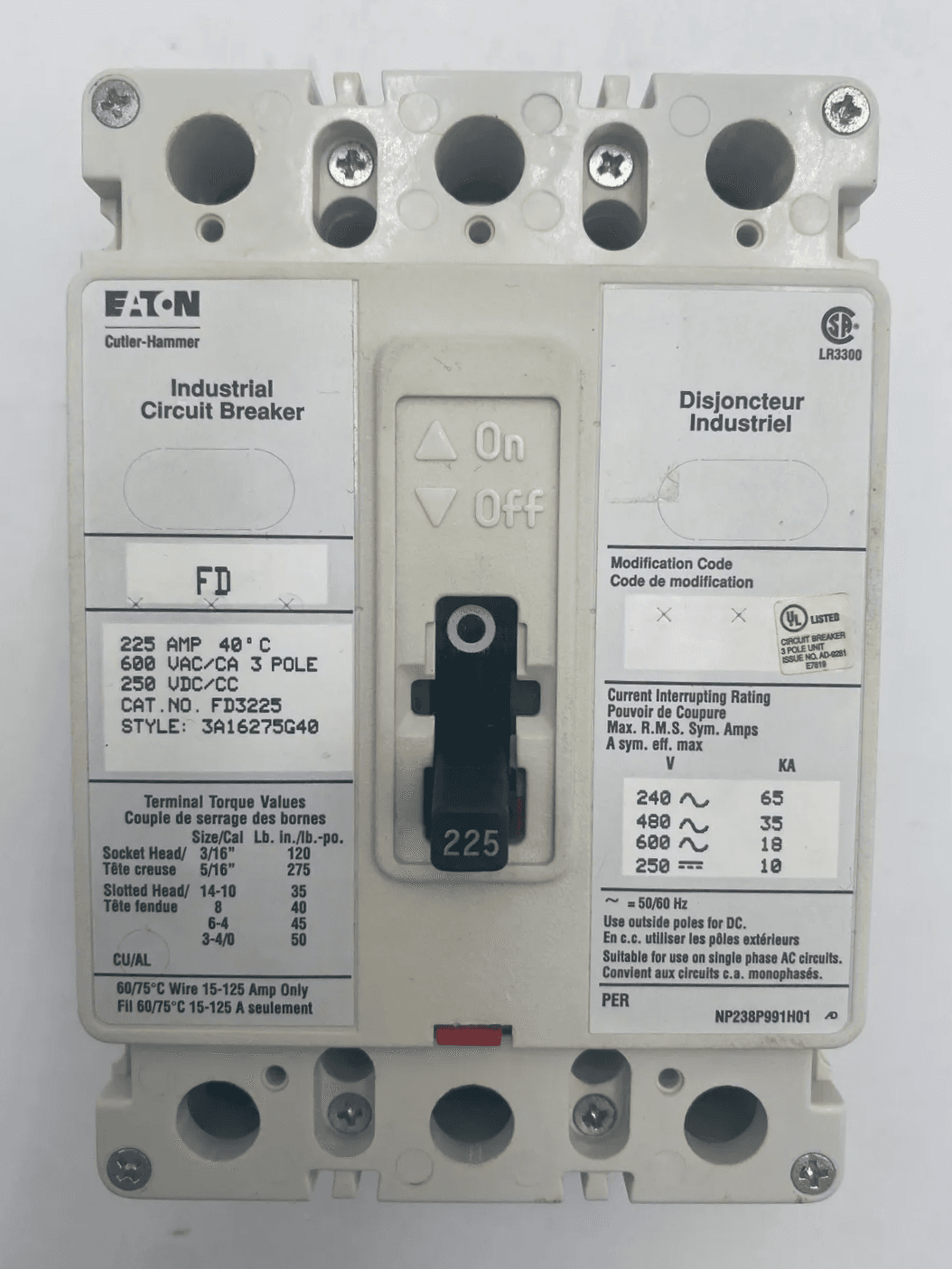 Eaton FD3225 Circuit Breaker — image 1 of 7