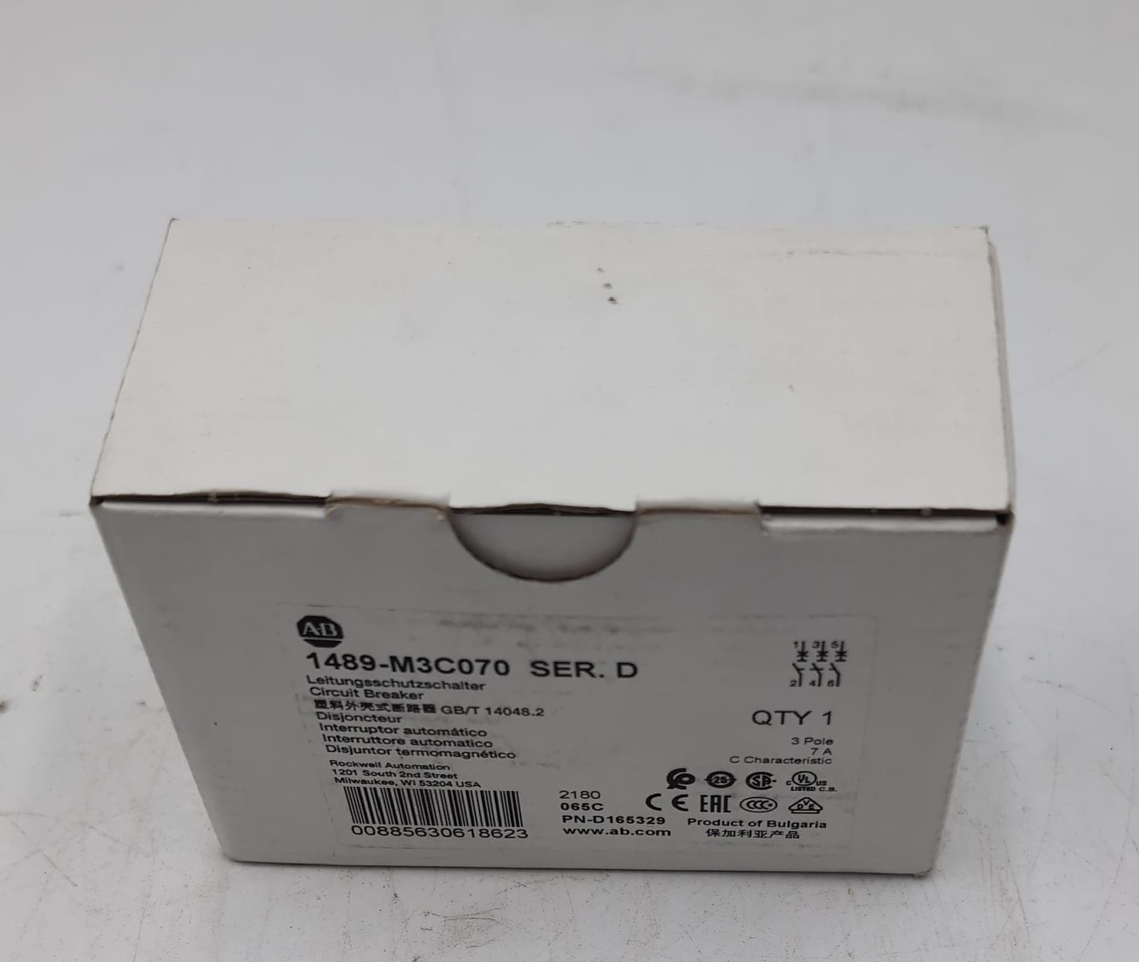 Allen-Bradley 1489-M3C070 3 Pole 7 Amp Type C Miniature Circuit Breaker NEW